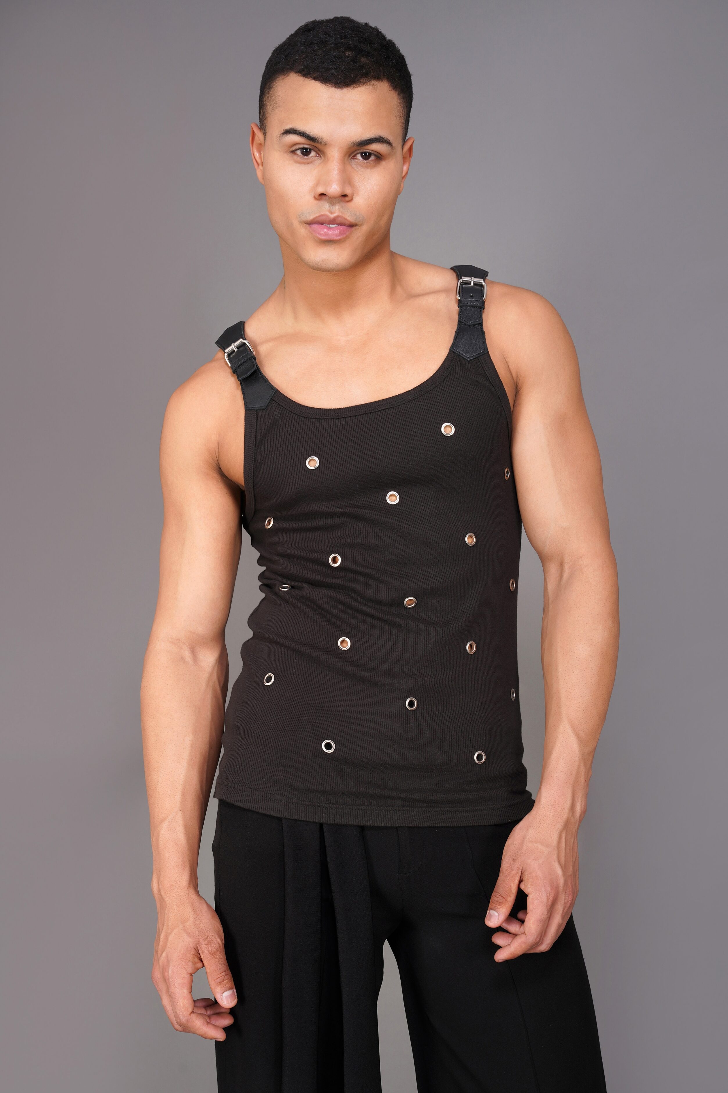 Straps & Eyelets Vest-black