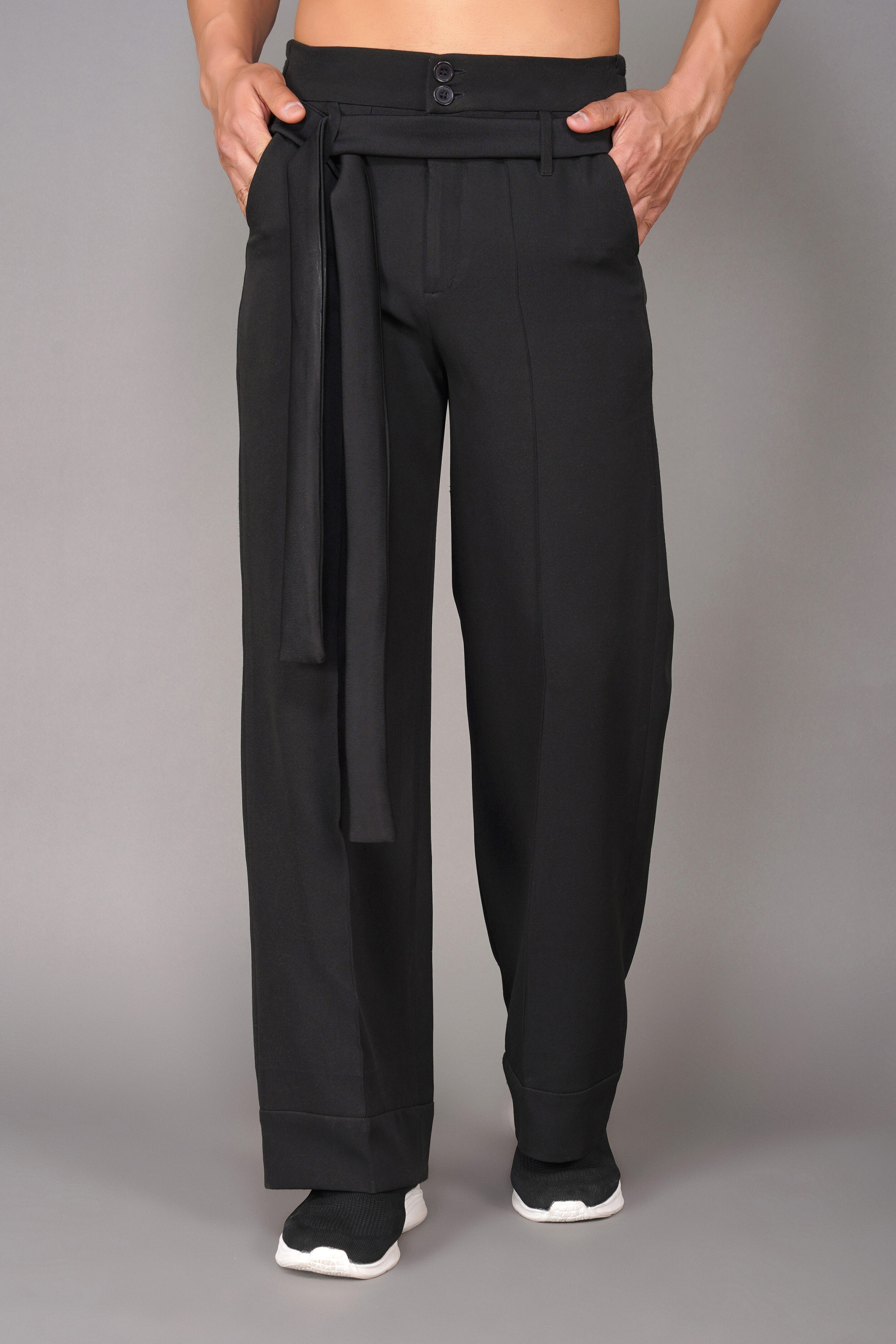 Wide Leg Trousers with Belt
